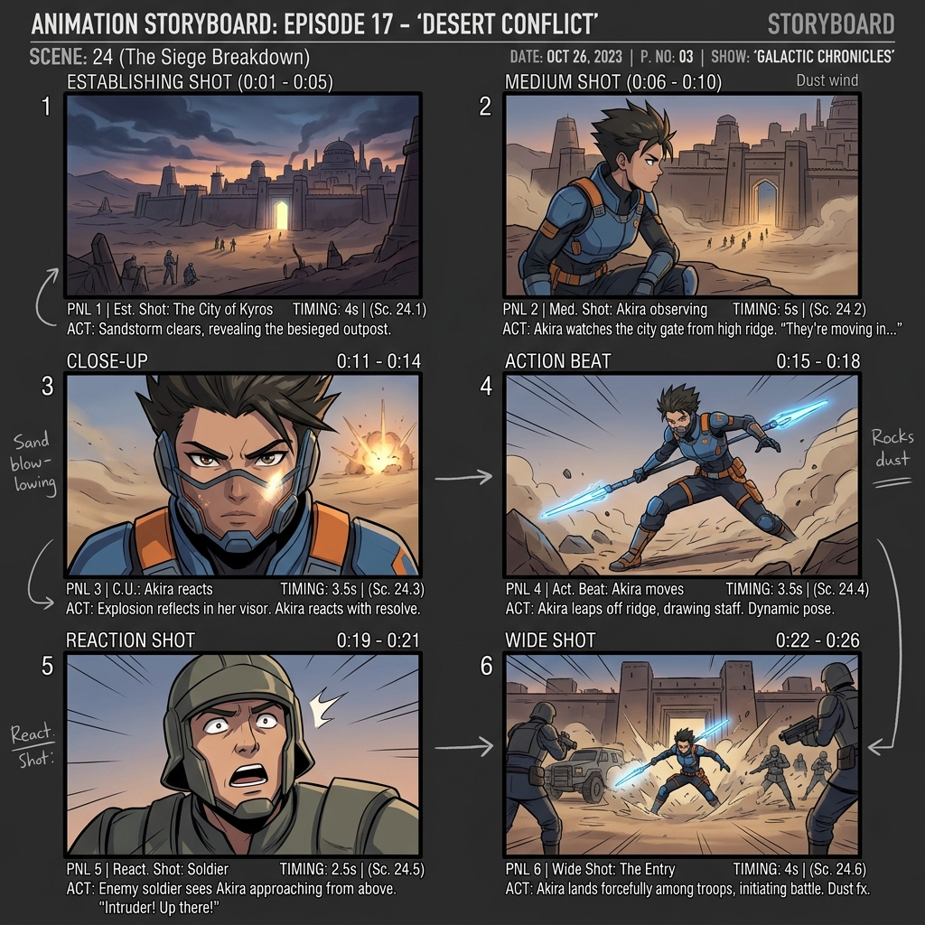 Visual storyboard with approved keyframes